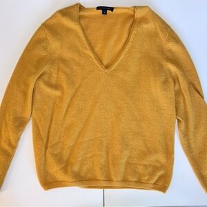 Cashmere V-Neck Golden Mustard Yellow Sweater